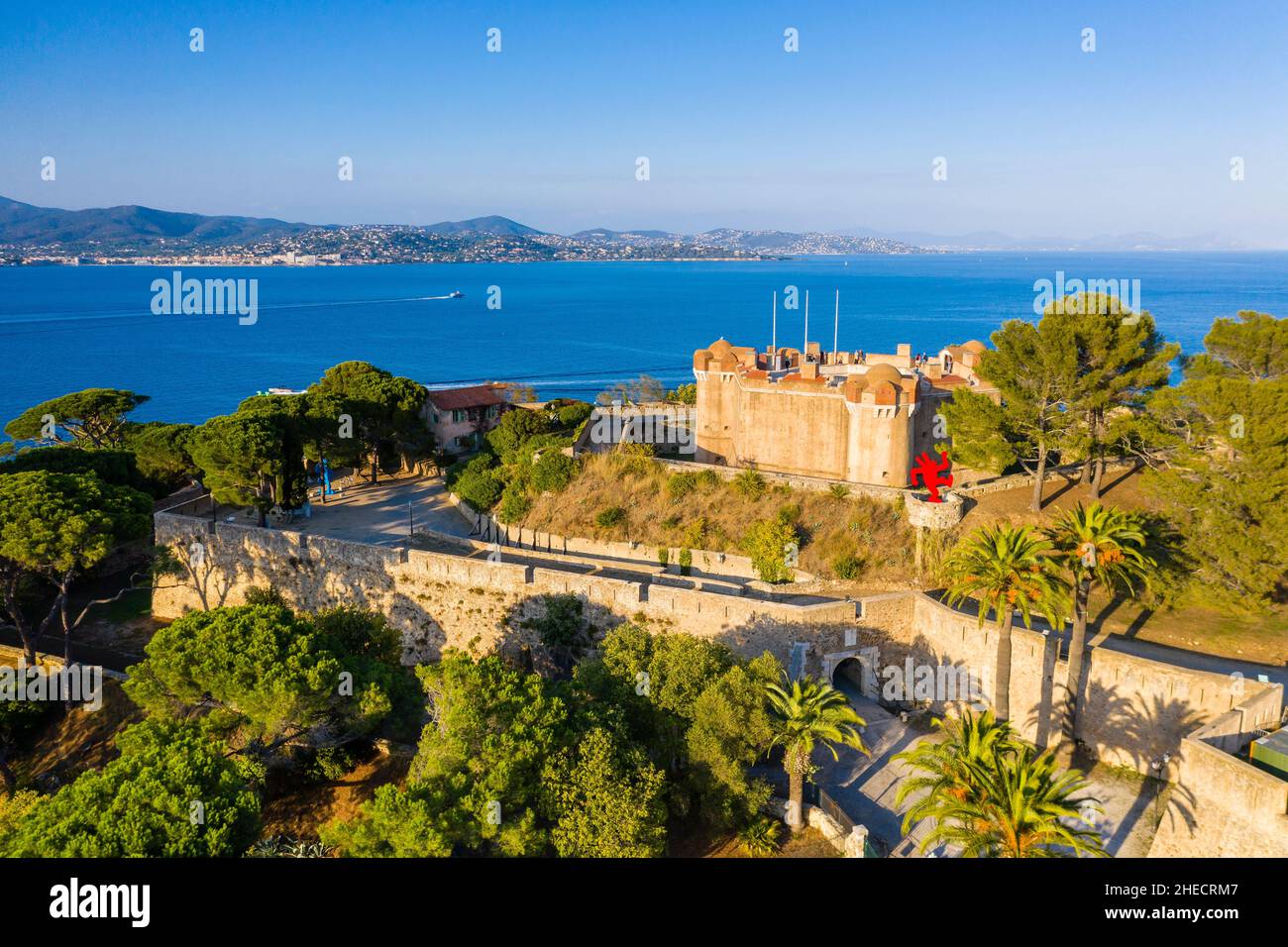 France, Var, Saint Tropez, citadelle de Saint Tropez et Golfe de Saint Tropez (vue aérienne) // France, Var (83), Saint Tropez, citadelle de Saint-Trope Banque D'Images