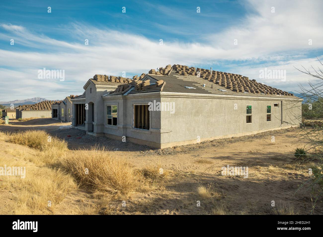 Construction de nouvelles maisons à Sahuarita, Arizona, États-Unis Banque D'Images