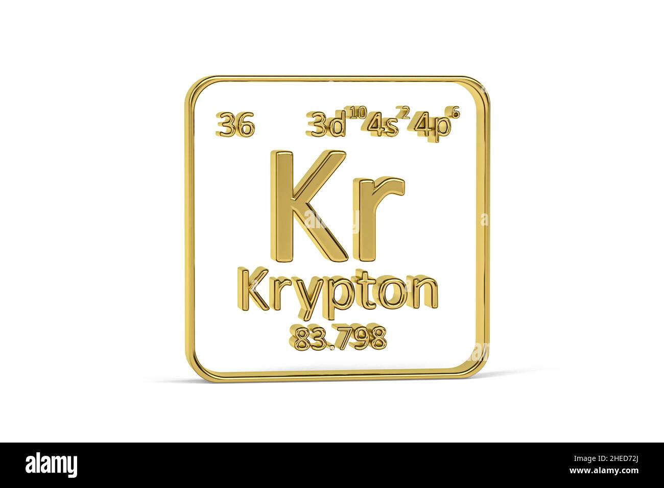 Golden 3D icône de table périodique - élément de table périodique isolé sur fond blanc - rendu 3D Banque D'Images