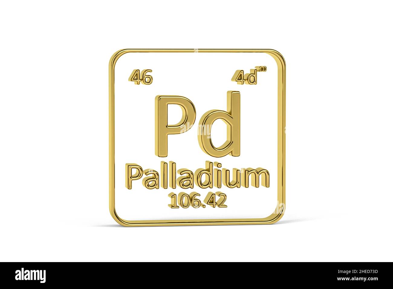 Golden 3D icône de table périodique - élément de table périodique isolé sur fond blanc - rendu 3D Banque D'Images