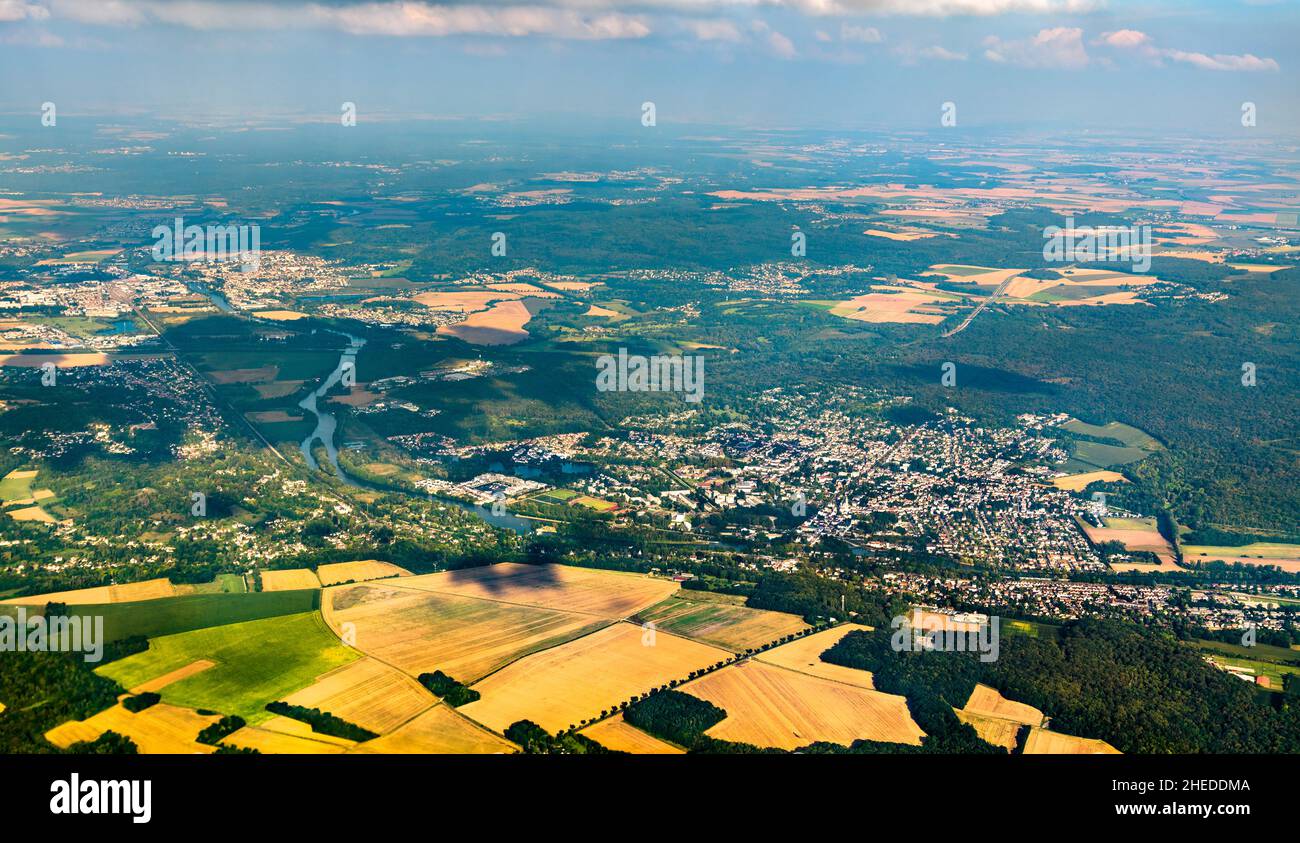 Vue aérienne de l'Oise en France Banque D'Images