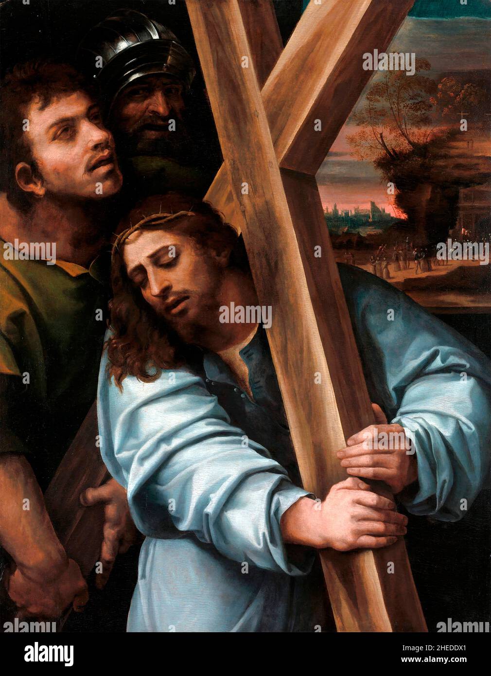 Le Christ portant la Croix par le peintre italien Sebastiano del Piombo (c.1485-1547), huile sur panneau, c.1515-17 Banque D'Images