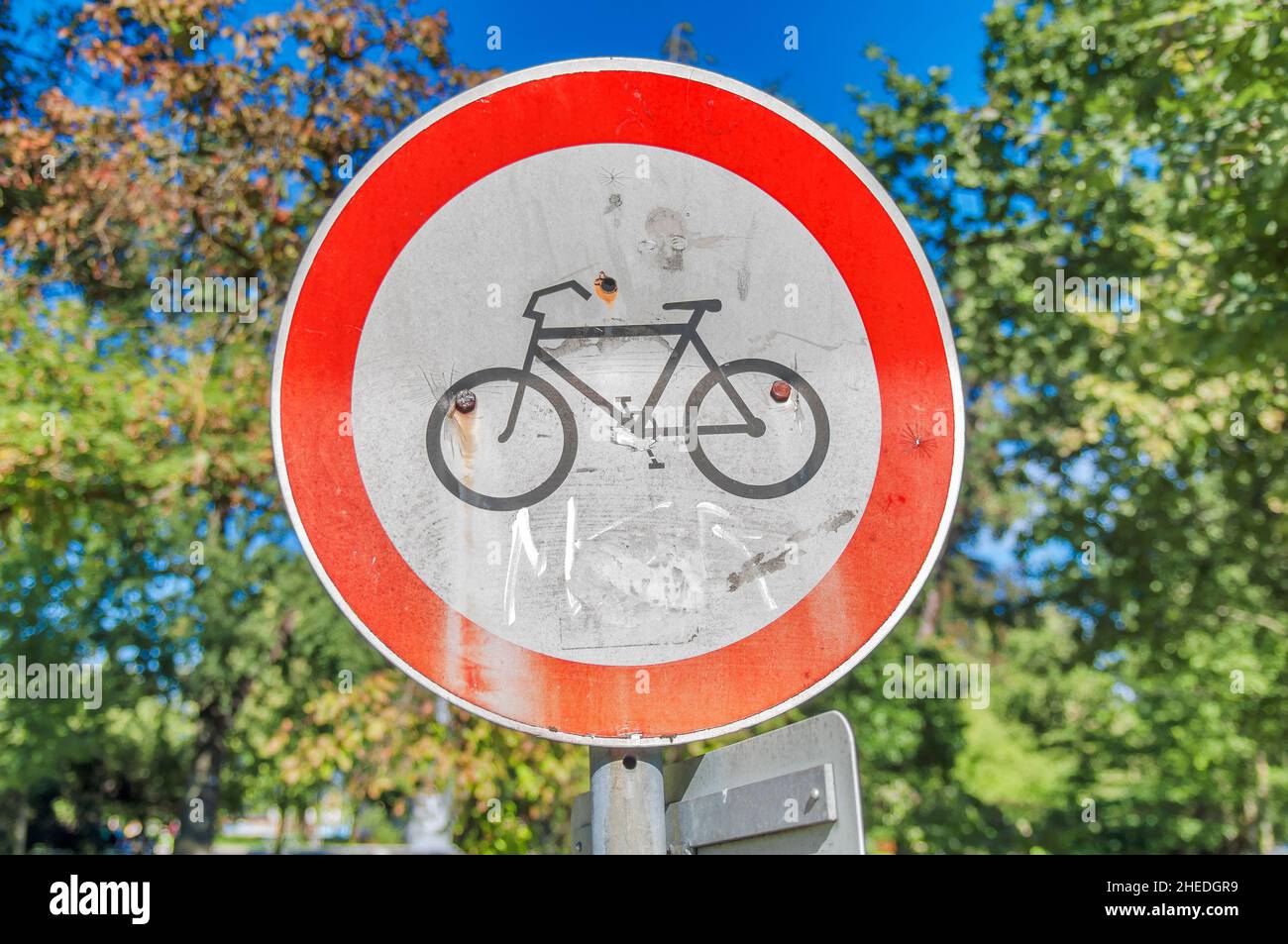 Pas de vélo road sign Banque D'Images