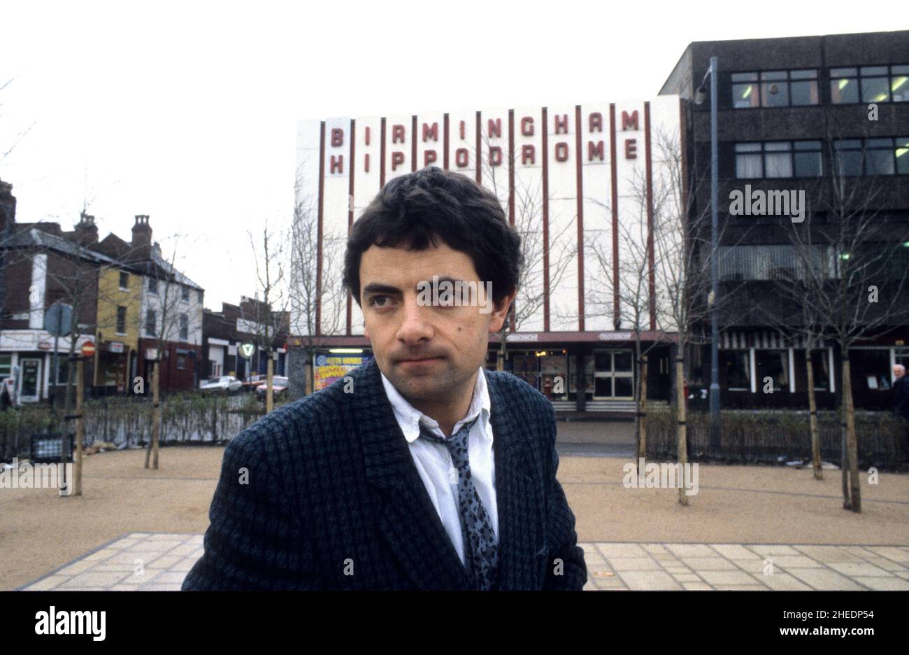 Comédien Rowan Atkinson à Birmingham 16 février 1986 Banque D'Images