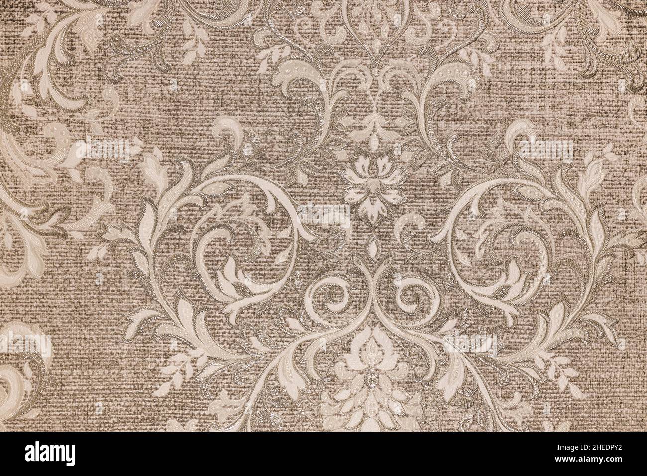 texture de fond de tapisserie rétro en tissu avec motif fleuri Banque D'Images