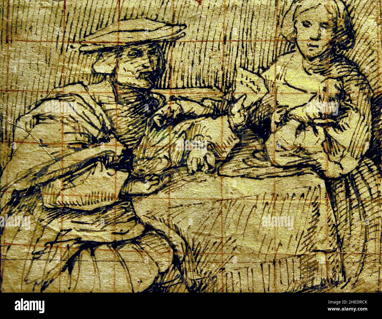 Portrait d'un homme et d'une femme à une table 1525 par Lorenzo Lotto , 1480 – 1556/57) était un peintre, dessinateur et illustrateur italien, traditionnellement placé dans l'école vénitienne, italien, Italie, Banque D'Images