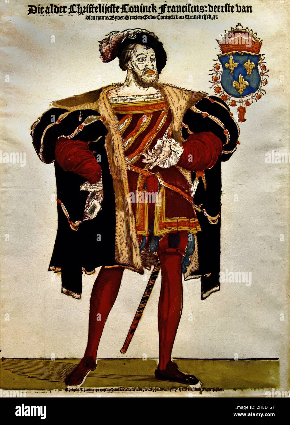 Roi François Ier de France (1495-1547), 1543 ,gravure en bois / gravure ...