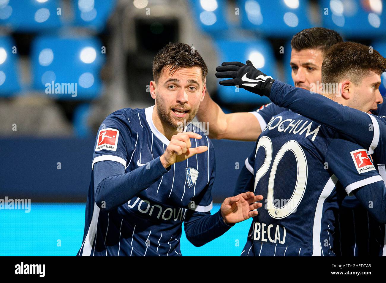 Jubilation Milos PANTOVIC (BO) après son but à 1: 0, geste, geste, soccer 1st Bundesliga, 18th jumelage,VFL Bochum (BO) - VfL Wolfsburg (WOB), le 9th janvier 2022 à Bochum/Allemagne.#DFL les règlements interdisent toute utilisation de photographies comme séquences d'images et/ou quasi-vidéo # Â Banque D'Images
