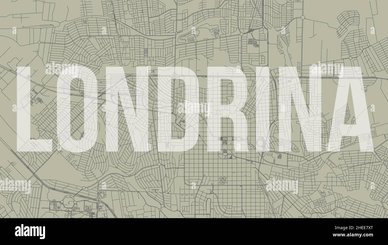 Londrina carte ville poster, fond horizontal carte vectorielle avec titre d'opacité.Carte des rues de la municipalité.Panorama brésilien panoramique. Illustration de Vecteur