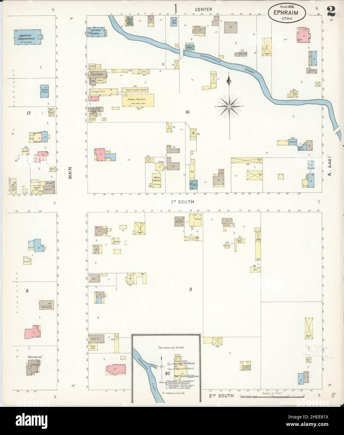 Sanborn carte d'assurance incendie d'Ephraim, comté de Sanpete, Utah. Banque D'Images