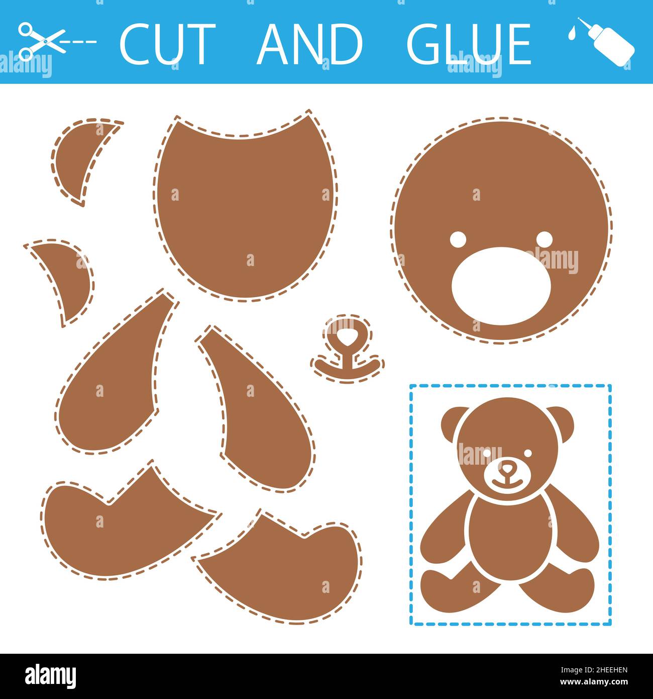 Pièces d'ours en peluche à fabriquer - vecteur d'icône de jouet de style  plat isolé sur fond blanc.Couper et coller le papier un ours Image  Vectorielle Stock - Alamy
