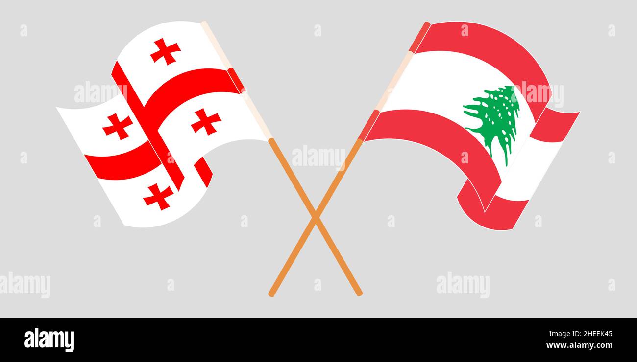 Traversé et agitant des drapeaux du Liban et de la Géorgie.Illustration vectorielle Illustration de Vecteur