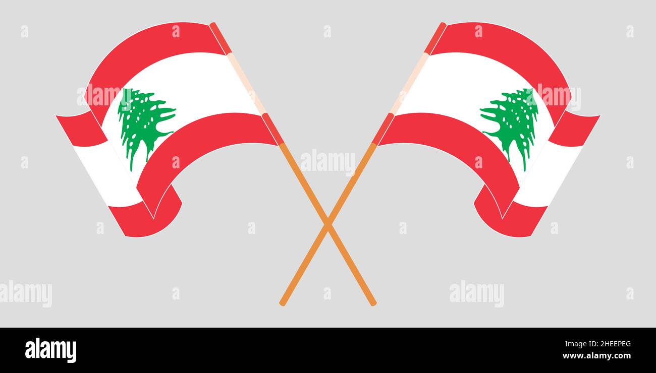 Traversé et agitant les drapeaux du Liban.Illustration vectorielle Illustration de Vecteur