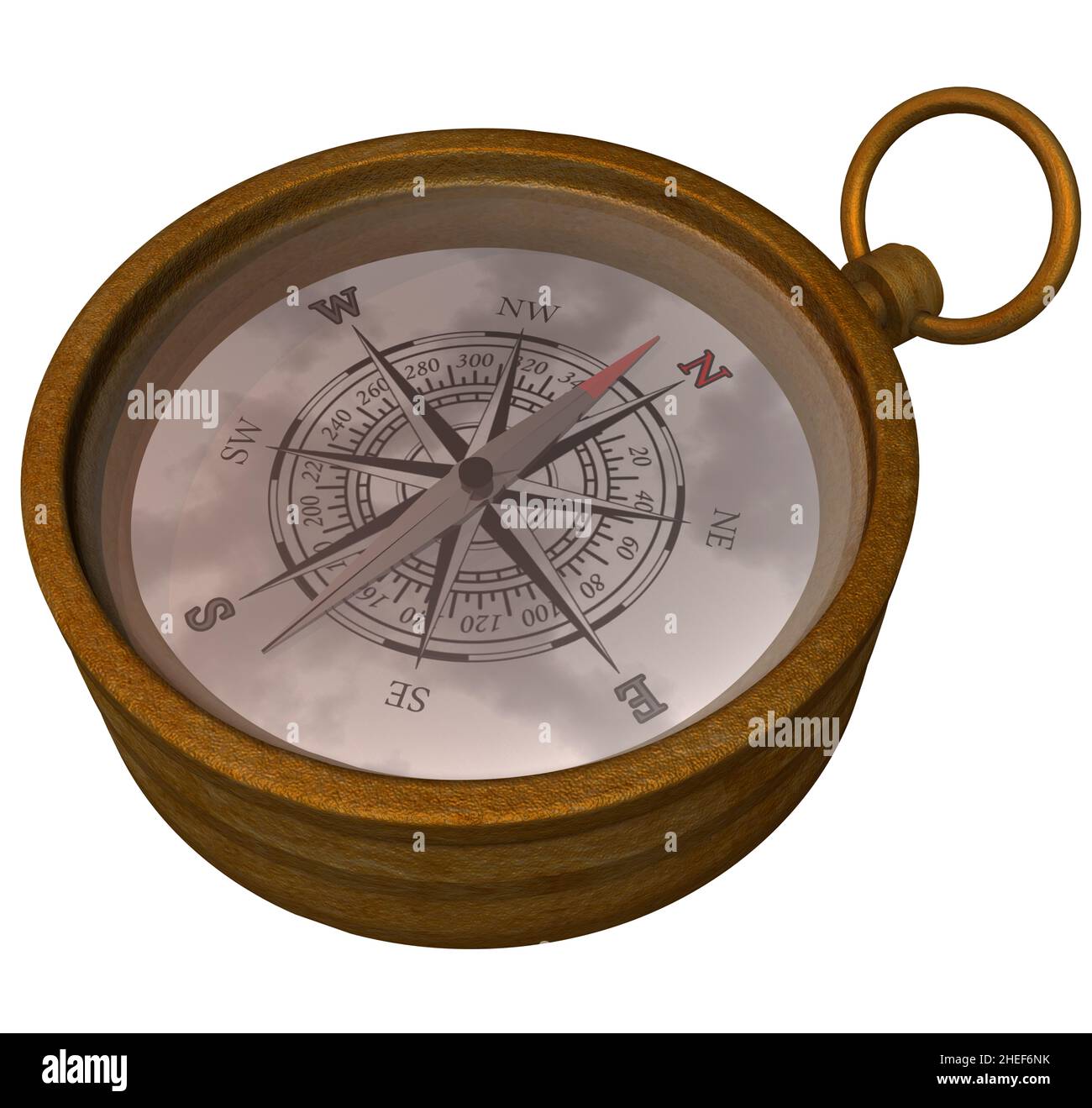 3D rendu Illustration d'une boussole antique du XIXe siècle. Banque D'Images