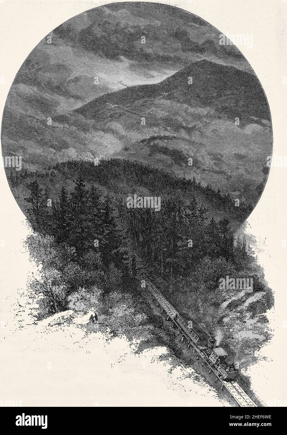 Chemin de fer du mont Washington, les White Mountains, Vermont, vers 1881 Banque D'Images