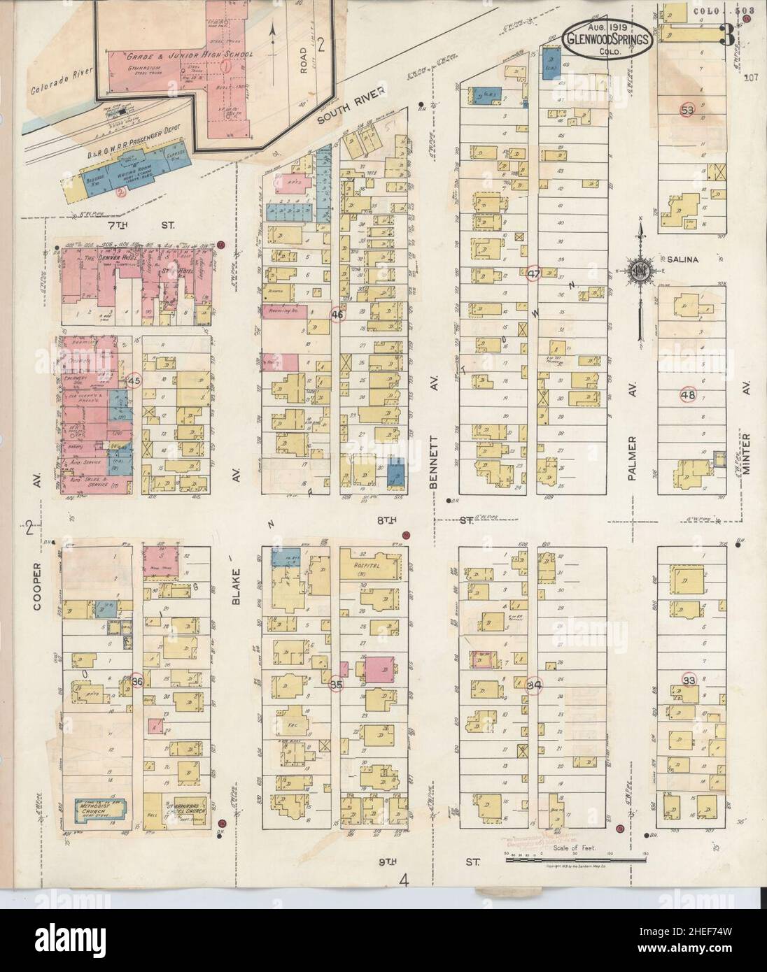 Carte du colorado de glenwood springs Banque d'image et photos Alamy