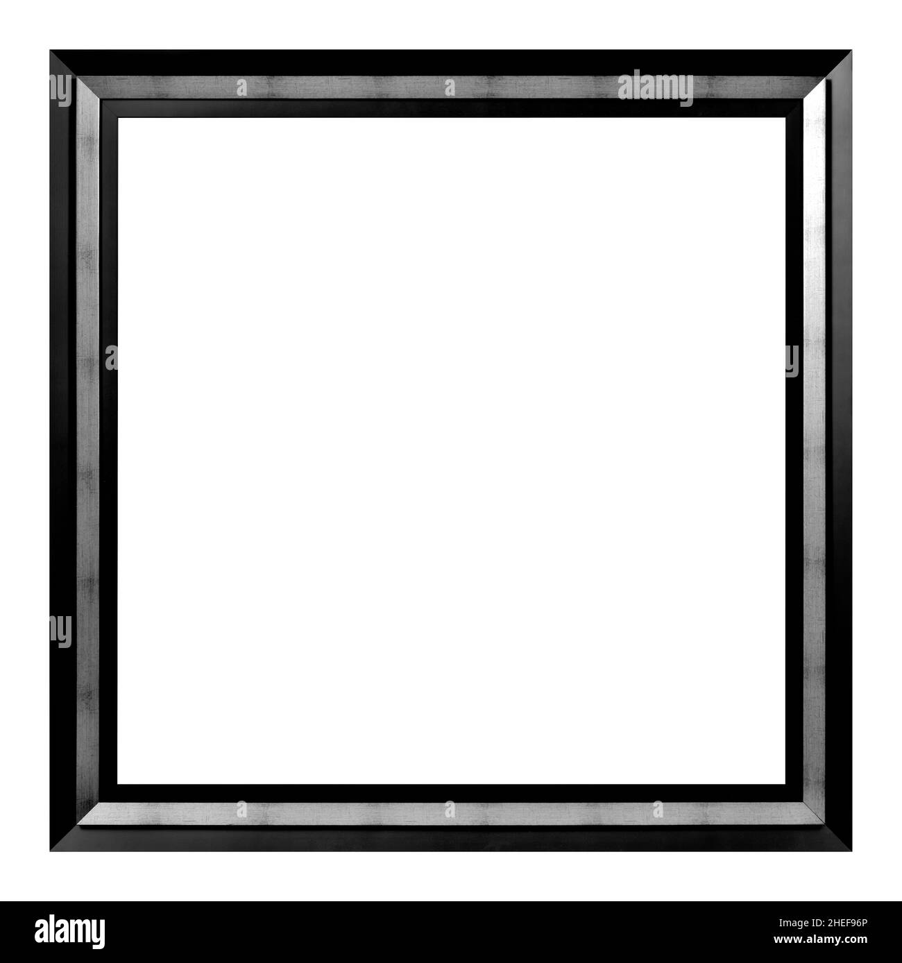 Cadre noir et argent antique isolé sur fond blanc style vintage Banque D'Images