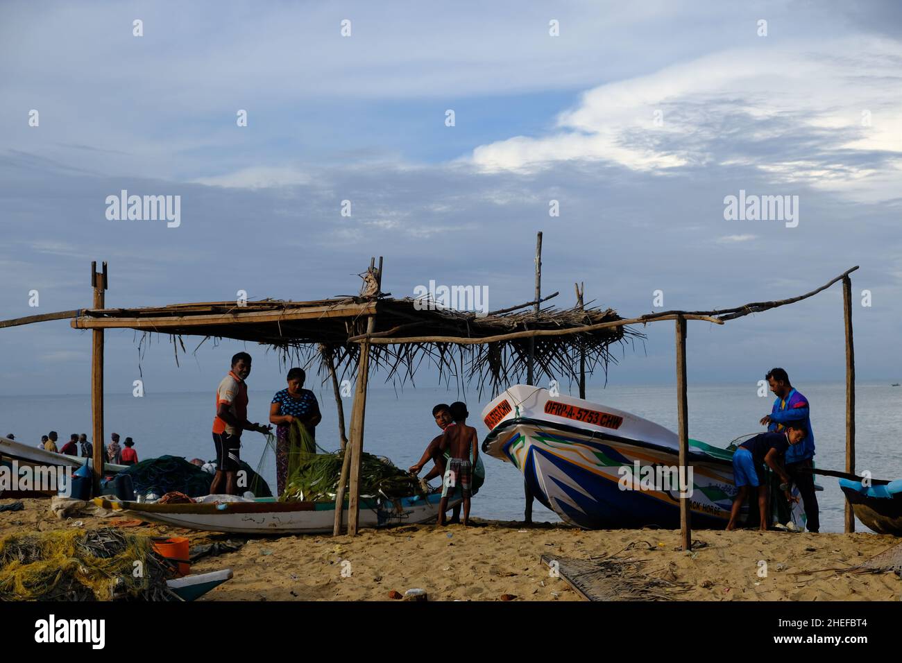 Sri Lanka Chilow Karukupane - Karukupane Beach Port de pêche Banque D'Images