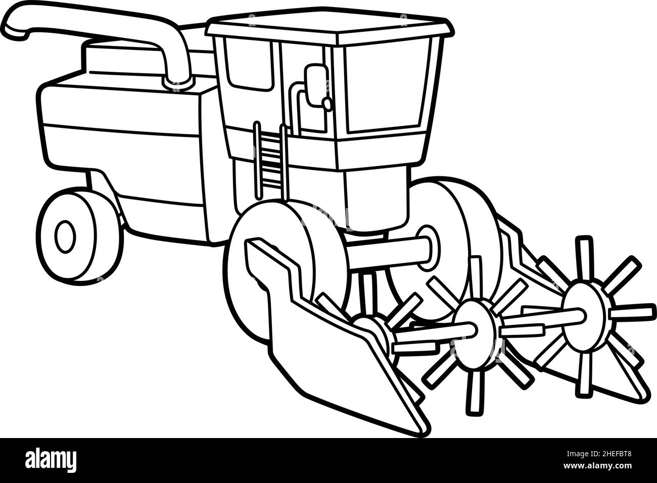 Page de coloration de moissonneuse-batteuse isolée pour enfants Illustration de Vecteur