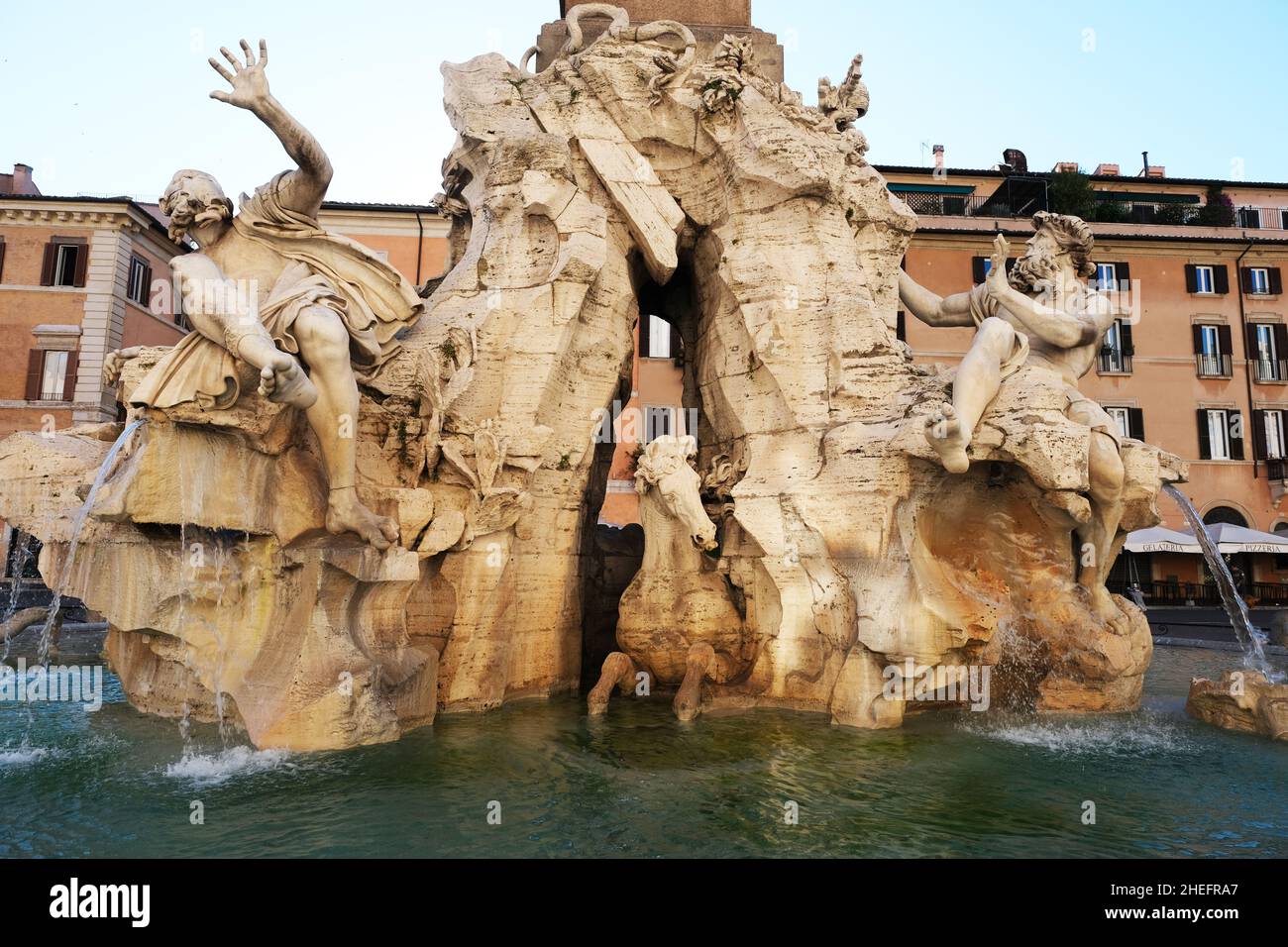 Fontana dei Quattro Fiumi sur la Piazza Navona à Rome, Italie Banque D'Images