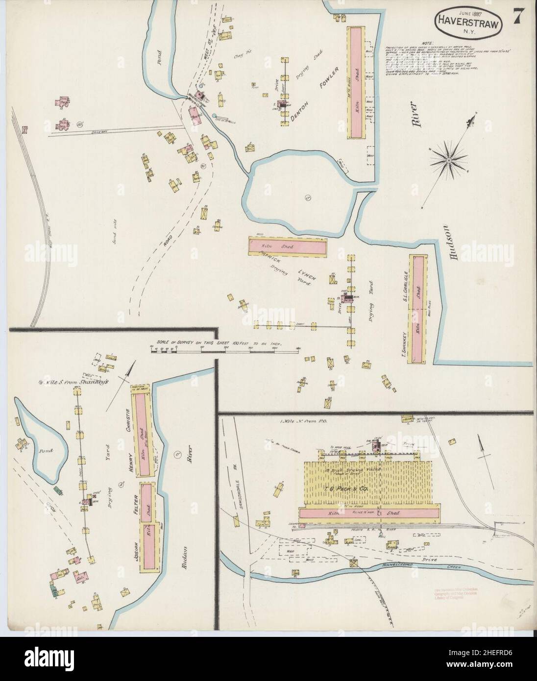 Sanborn carte d'assurance-incendie de Haverwason, comté de Rockland, New York. Banque D'Images