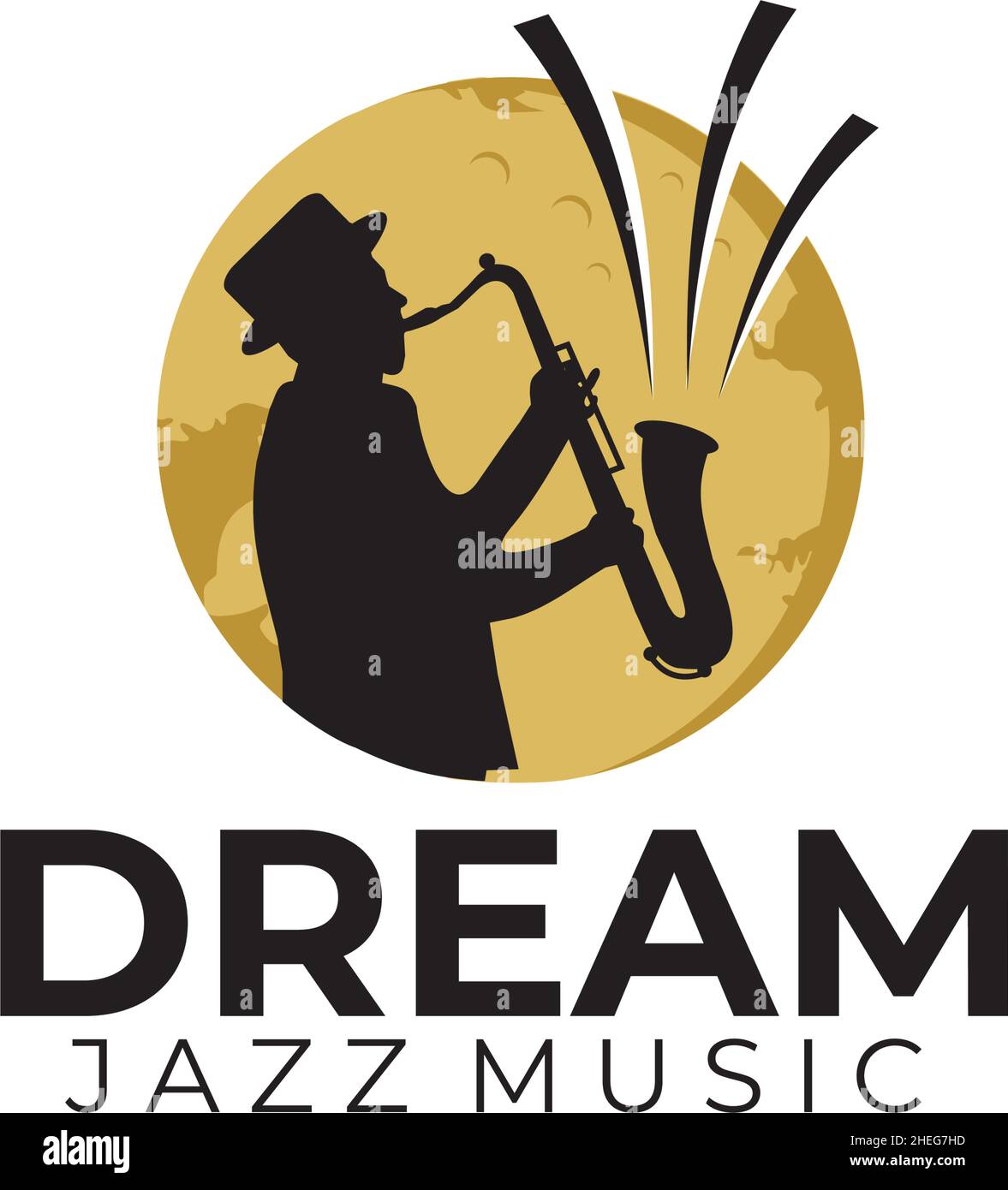 Nouveau design du logo du festival de musique du saxophone Orlean Illustration de Vecteur