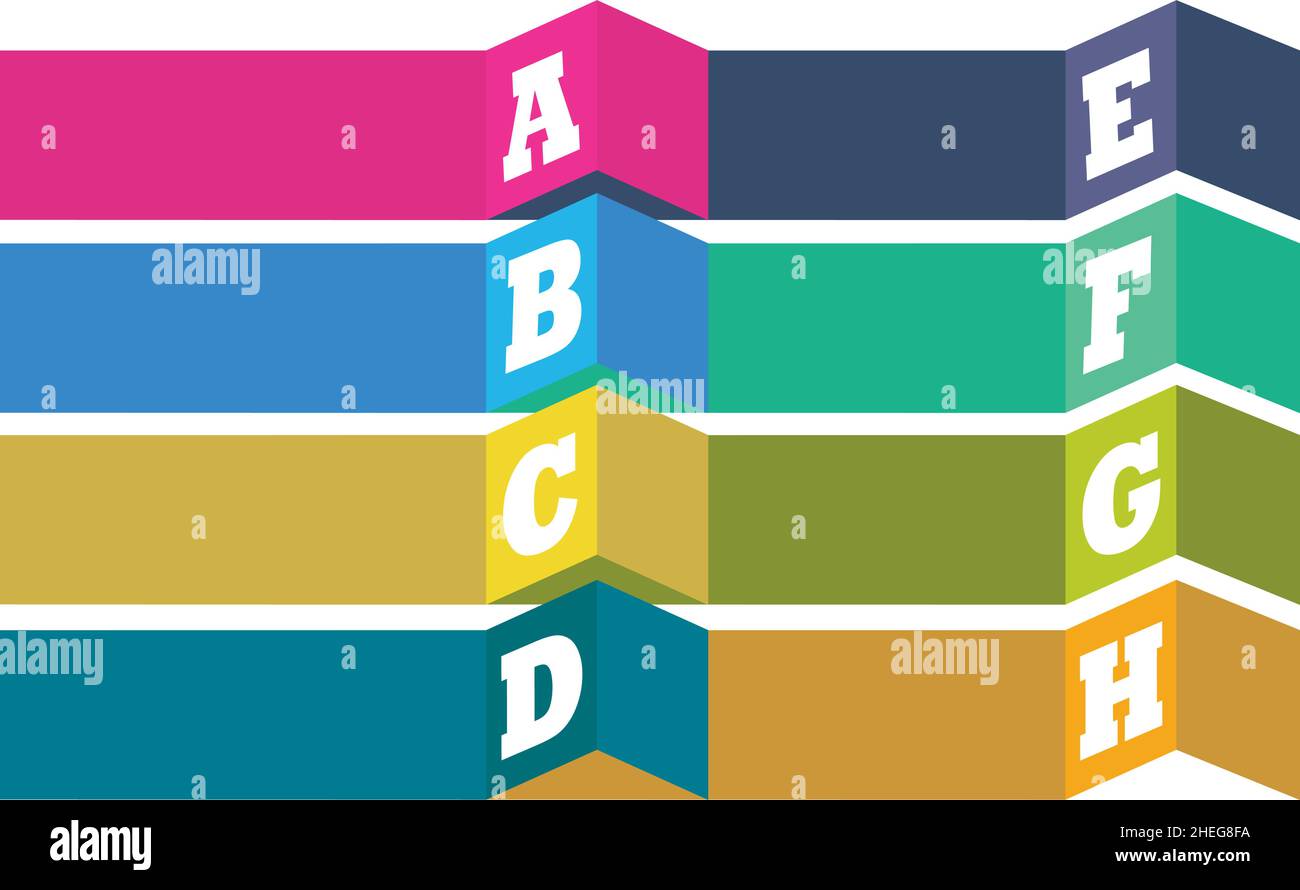 Arrière-plan abstrait vectoriel.Modèle de mise en page créative avec barres horizontales colorées numérotées en majuscules comme puces pour inde Illustration de Vecteur