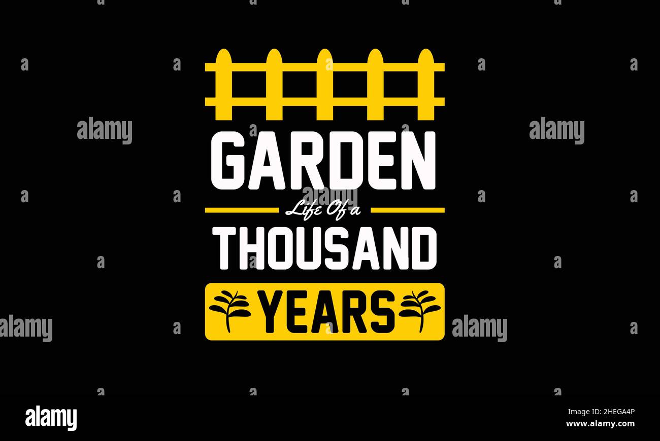 jardin vie d'un millier d'années jardinage t-shirt monogramme texte modèle vectoriel Illustration de Vecteur