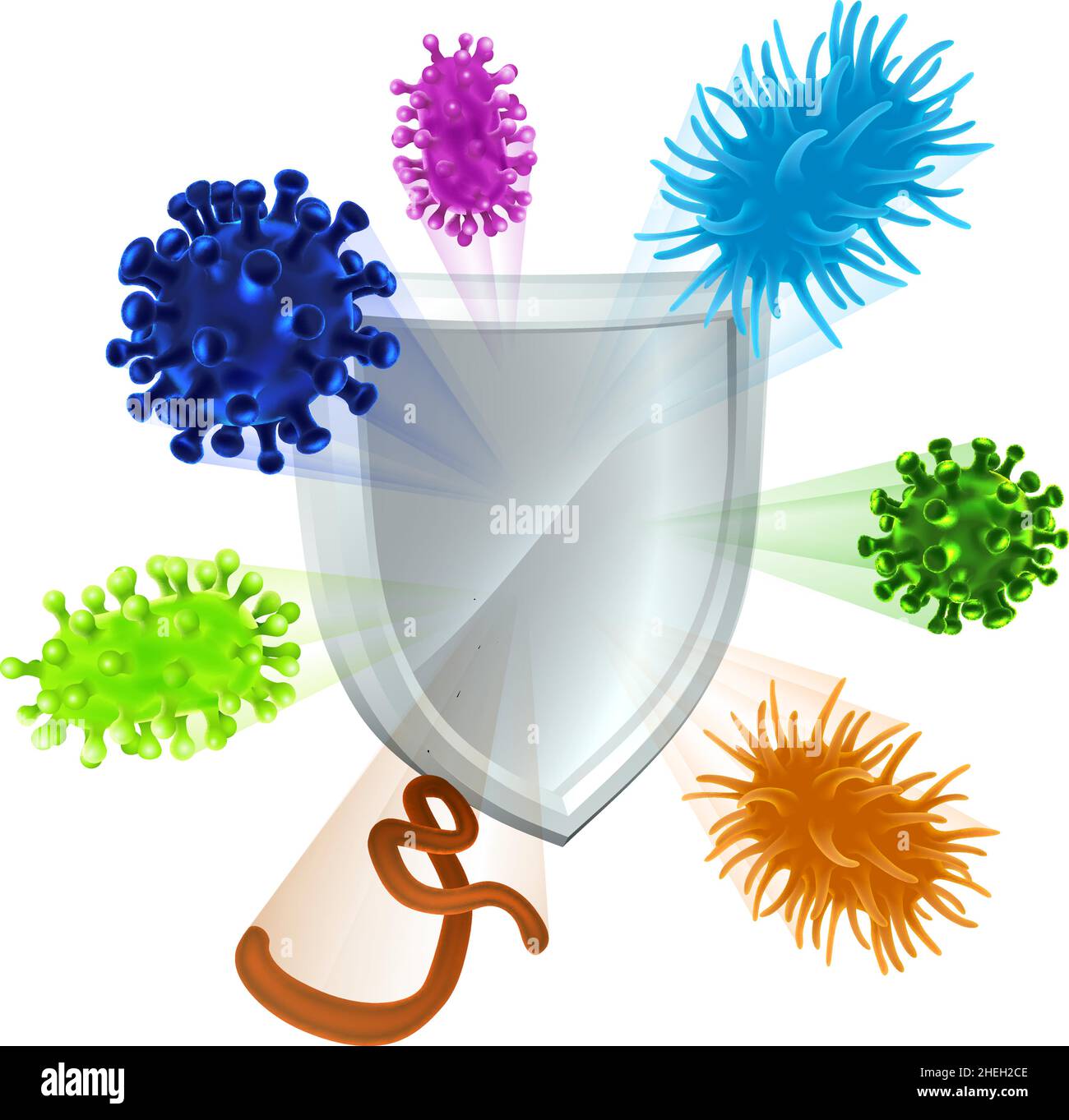 Bactéries virus Shield cellules concept médical Illustration de Vecteur