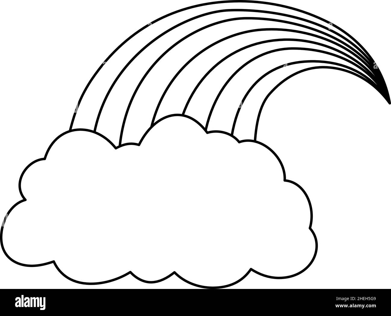 C'est une illustration d'Un arc-en-ciel incurvé avec un sens de la perspective avec des nuages Illustration de Vecteur