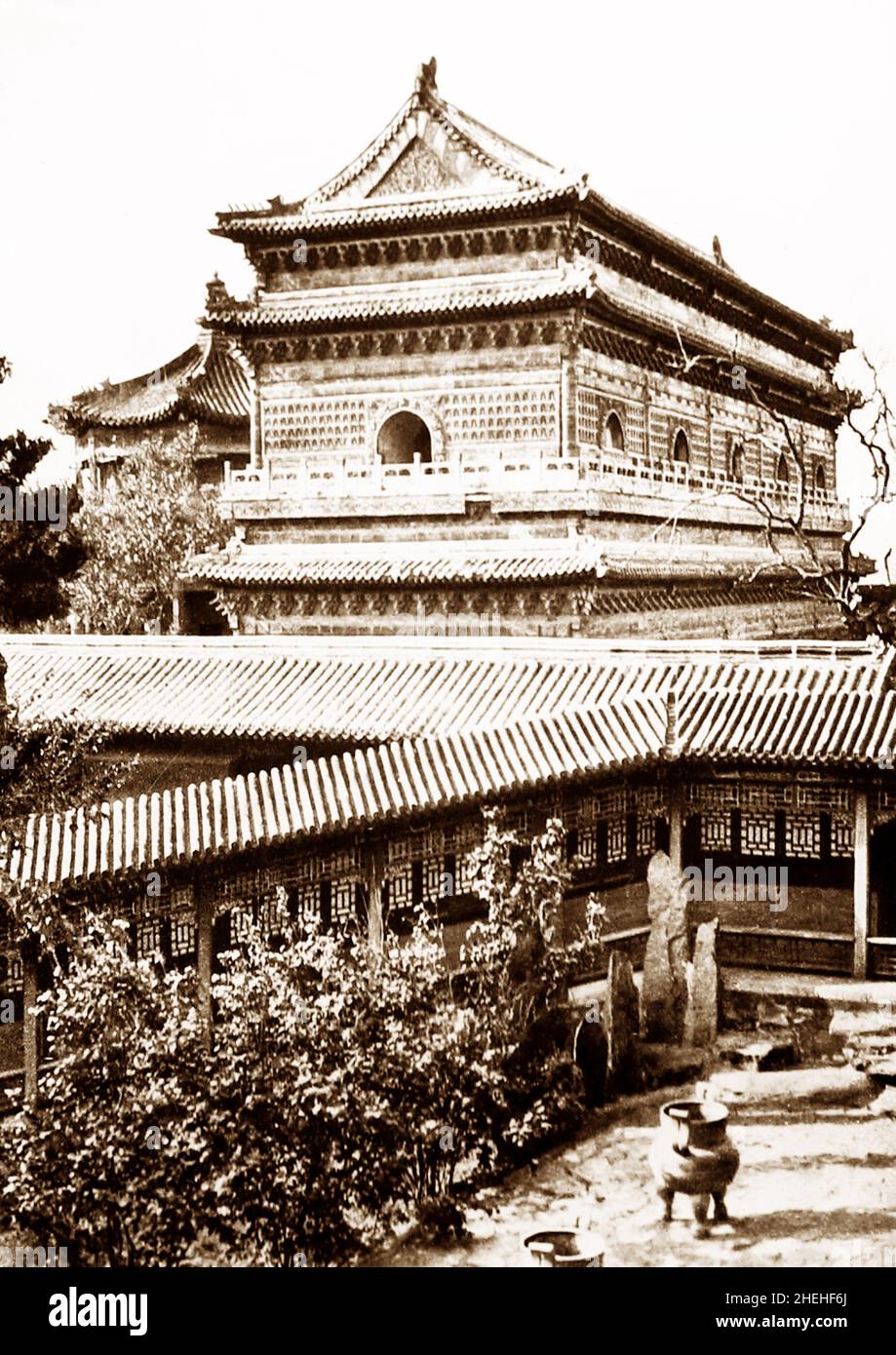 Temple de dix mille bouddhas, Hong Kong, début 1900s Banque D'Images