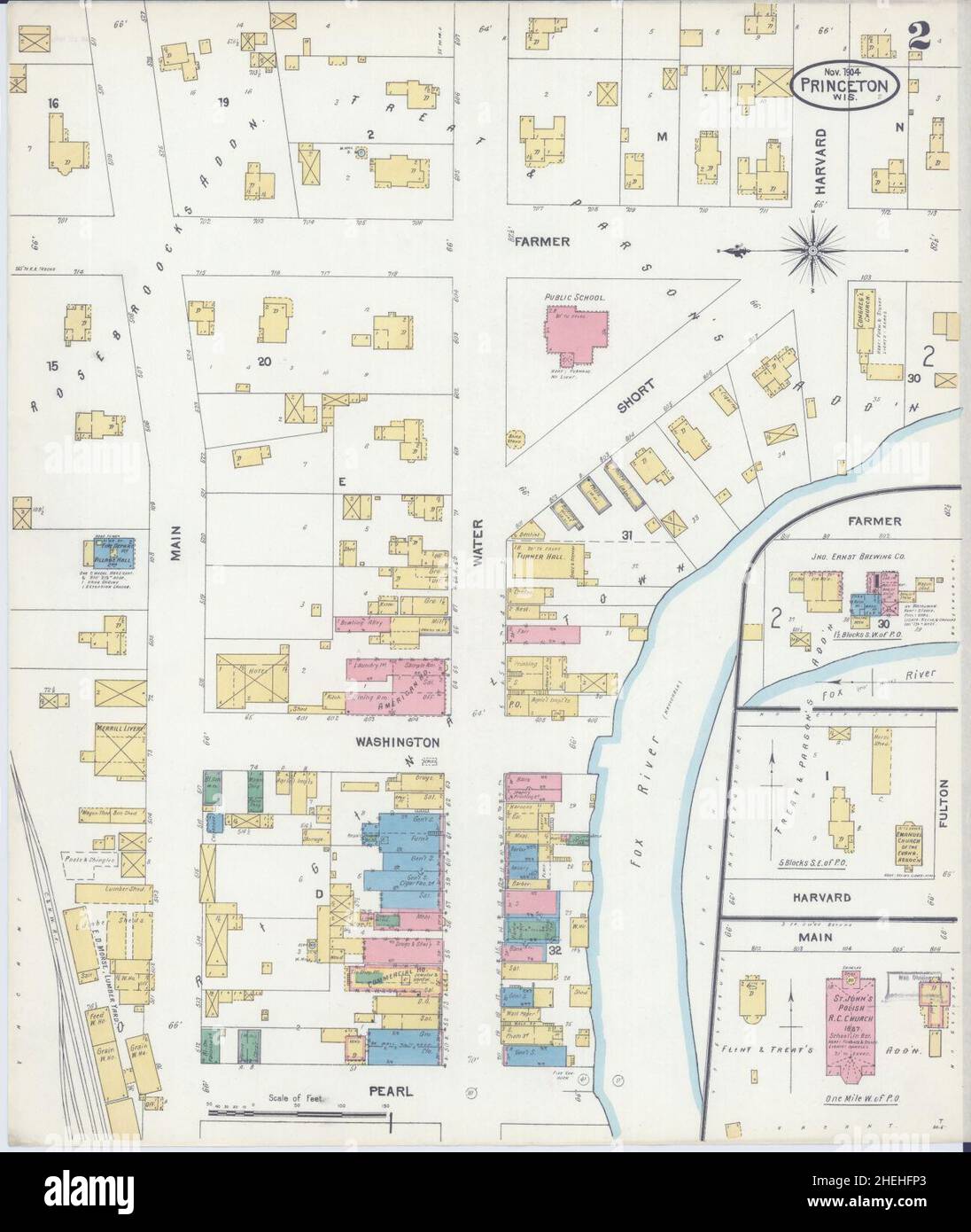 Sanborn Fire Insurance Map de Princeton, comté de Green Lake, Wisconsin. Banque D'Images