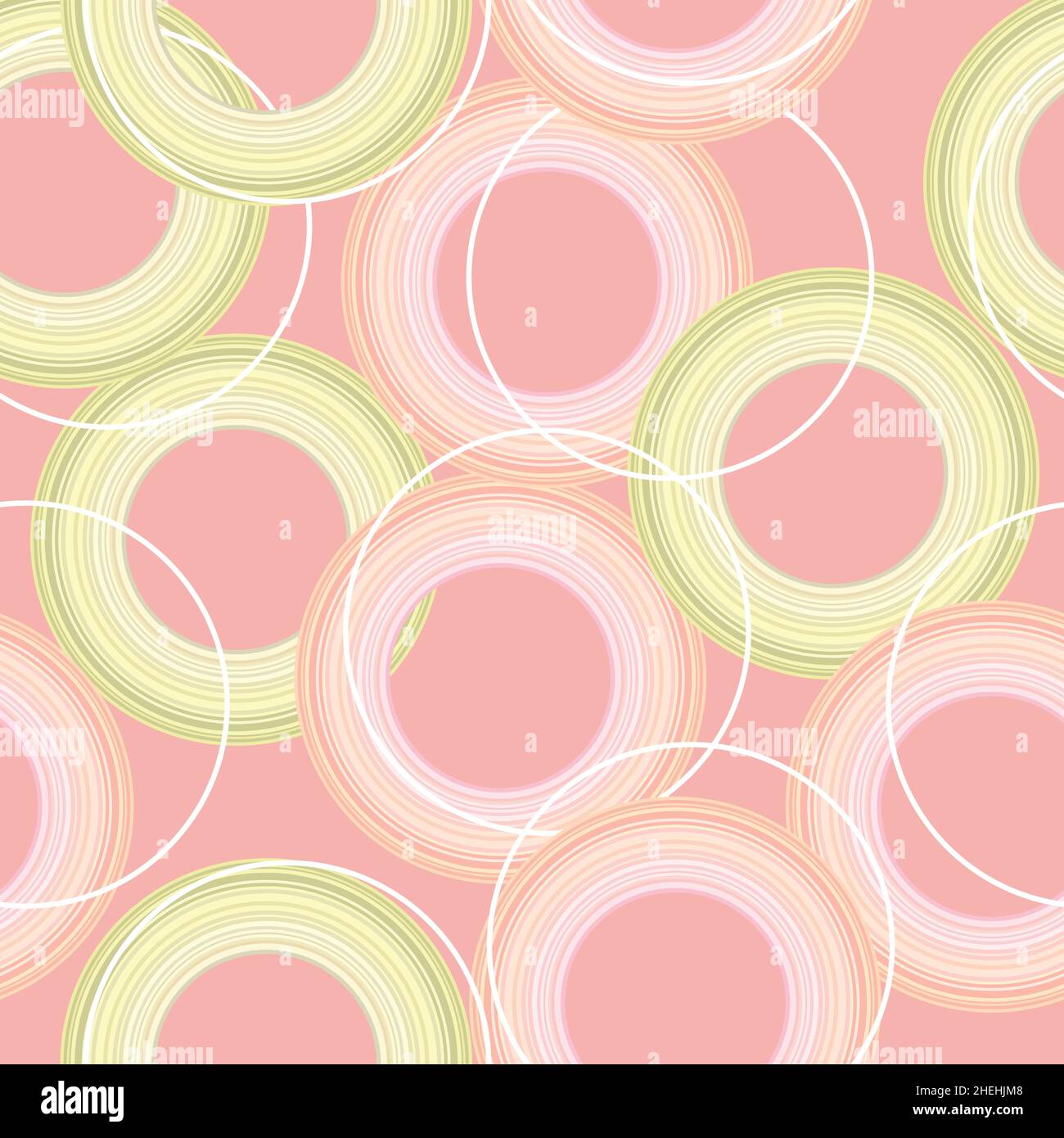 Motif abstrait sans couture avec cercles à rayures.Décoration vintage.Design moderne.Fond rose et lime, papier peint.Imprimé décoratif.Vect Illustration de Vecteur