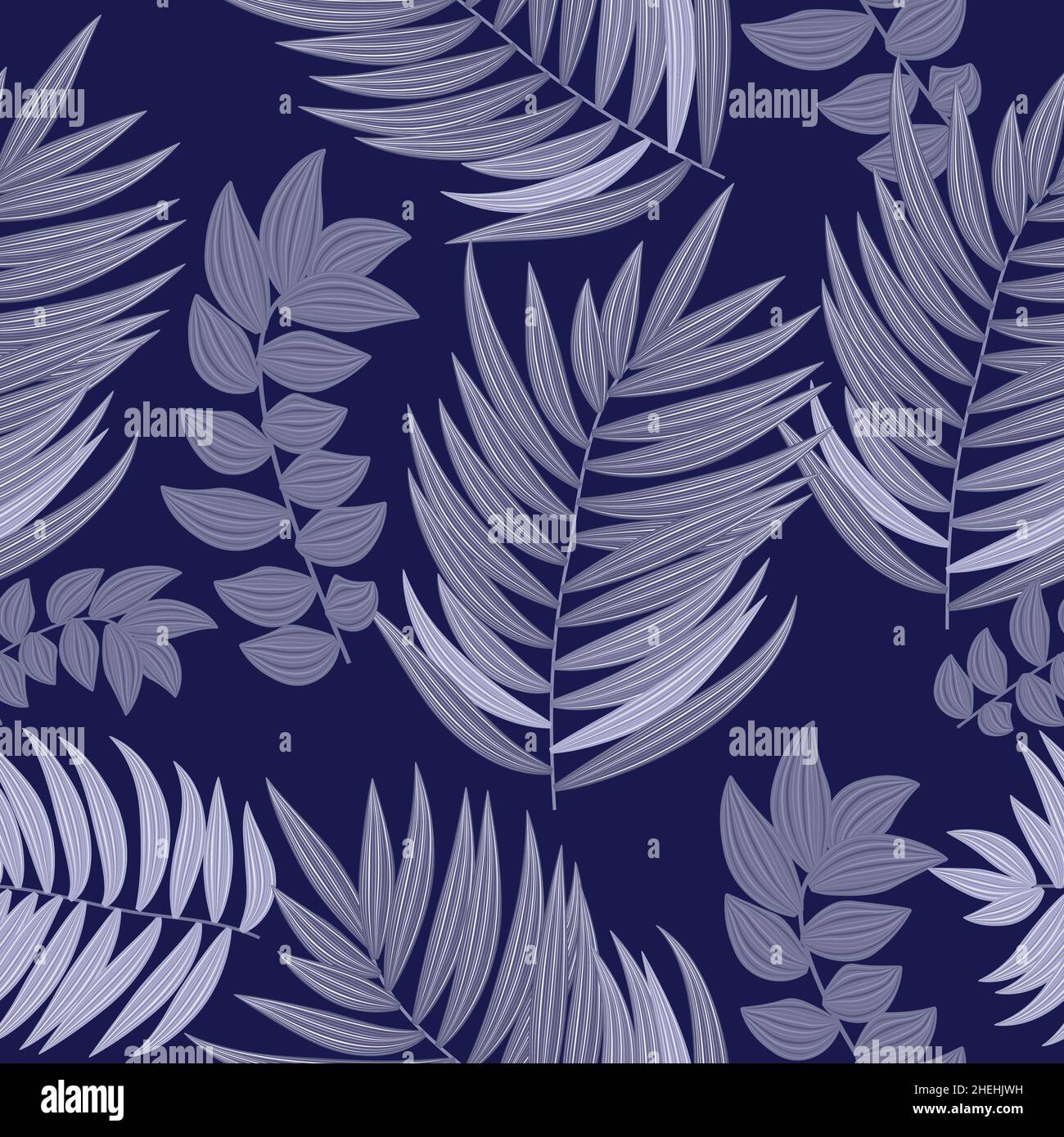 Motif vectoriel sans couture avec feuilles de palmier tropicales, fond de jungle, plantes, design botanique pour la mode, tissu, papier peint Illustration de Vecteur