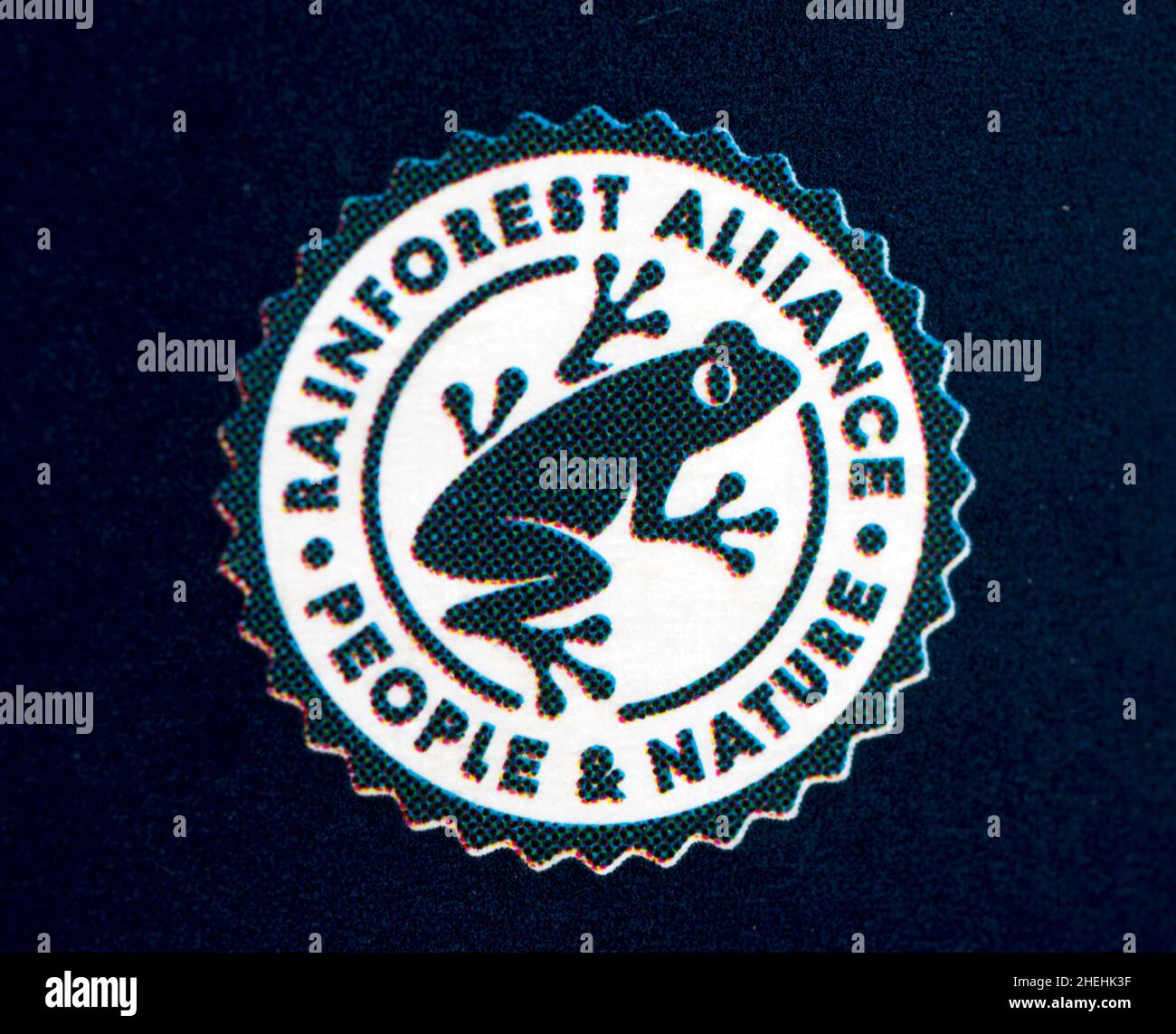 Symbole Rainforest Alliance sur l'emballage du produit Photo Stock - Alamy