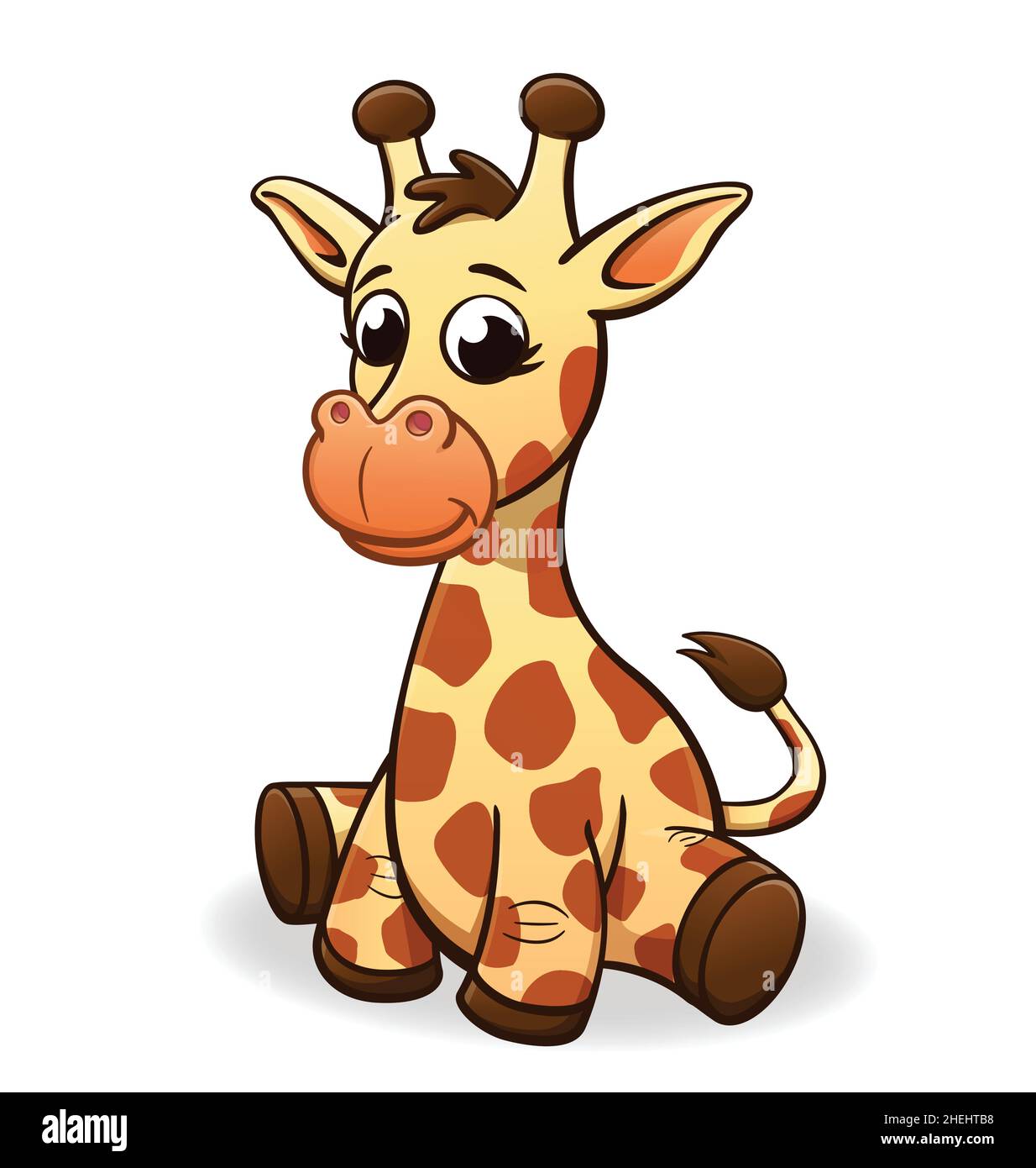 mignon dessin animé jeune bébé girafe personnage assis illustration isolée sur fond blanc vecteur Illustration de Vecteur