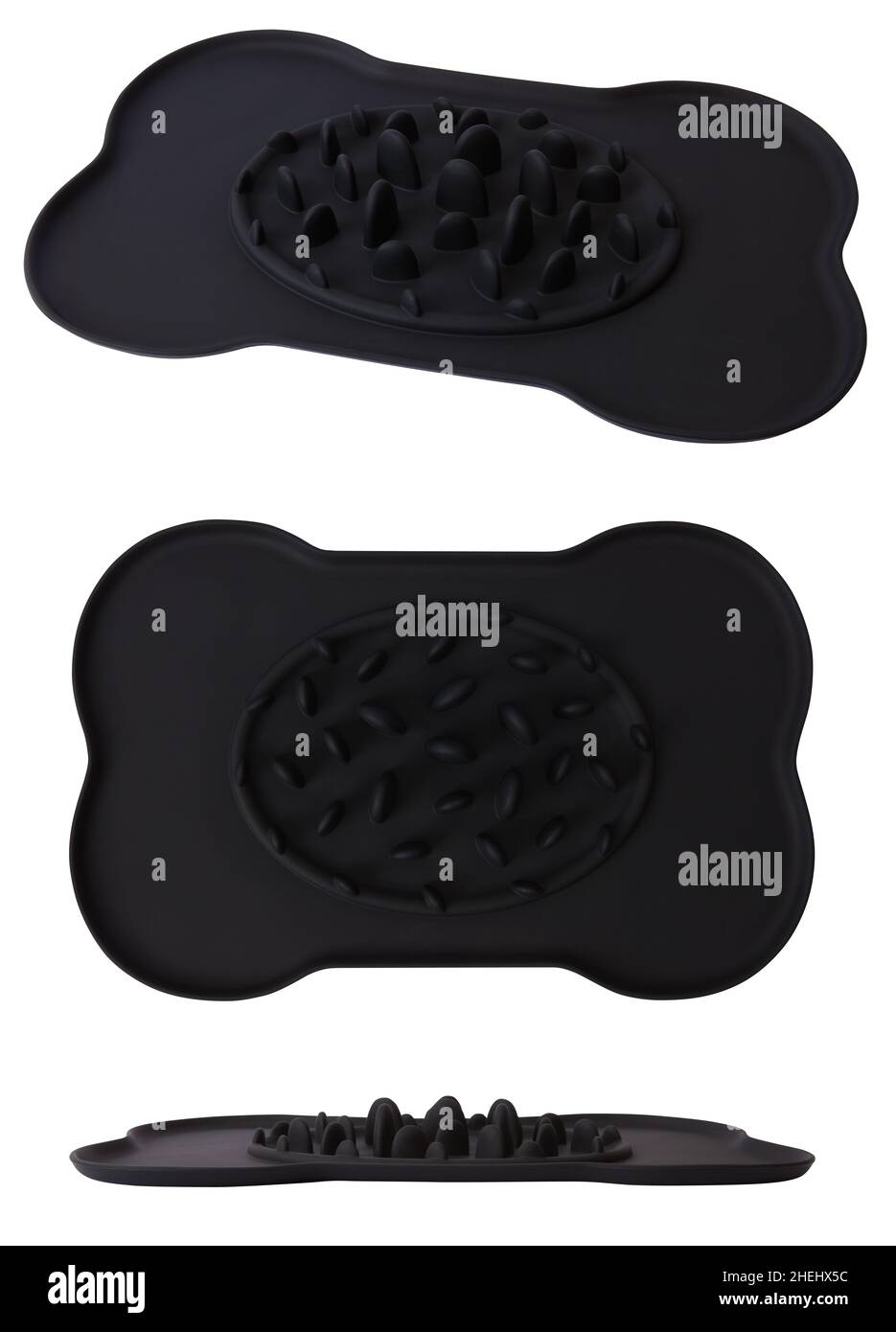 Bol noir d'alimentation lente PET, contre la surcharge alimentaire, isolé sur blanc Banque D'Images