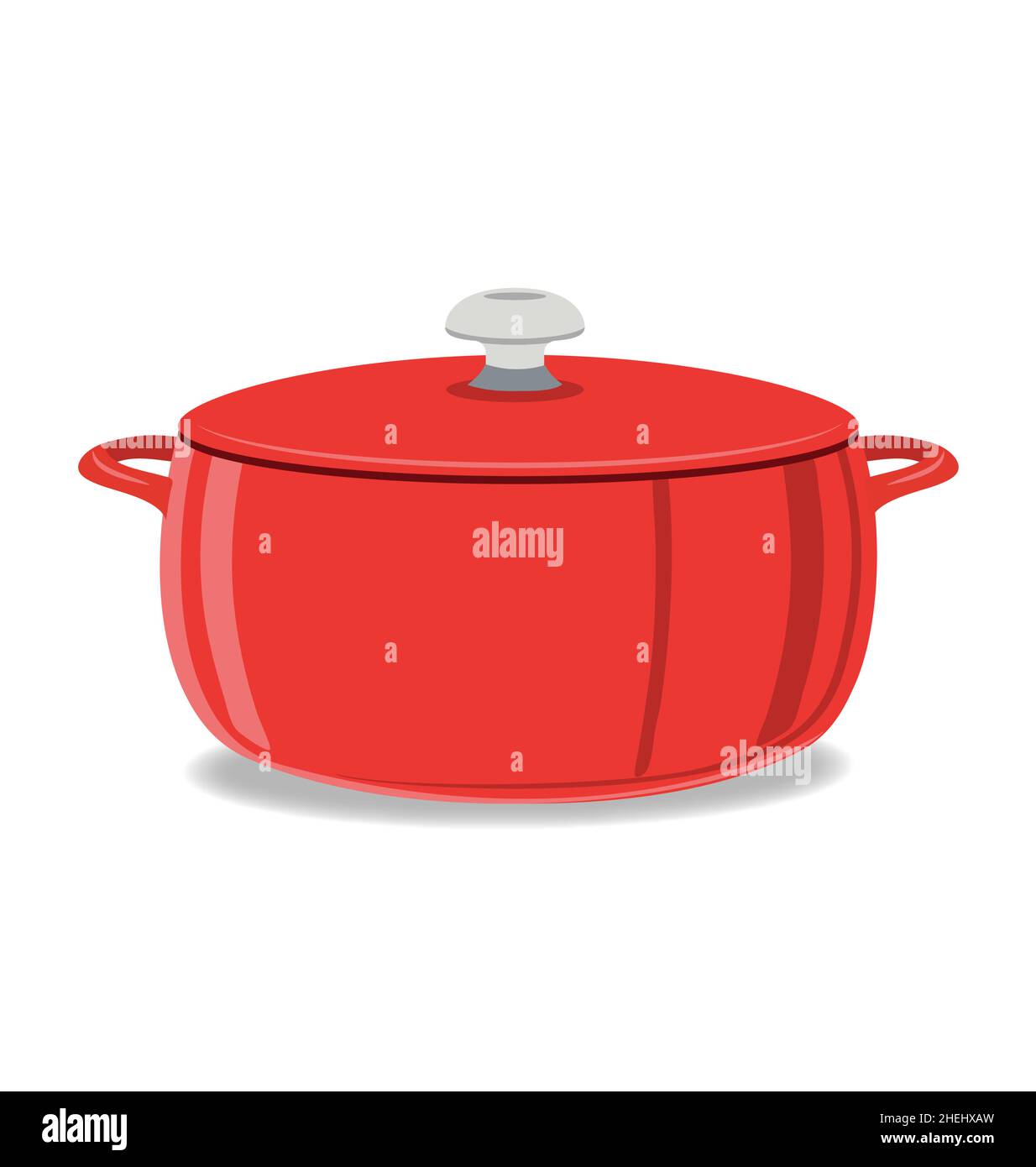 cuiseur rouge à marmite avec couvercle vectoriel isolé sur fond blanc Illustration de Vecteur