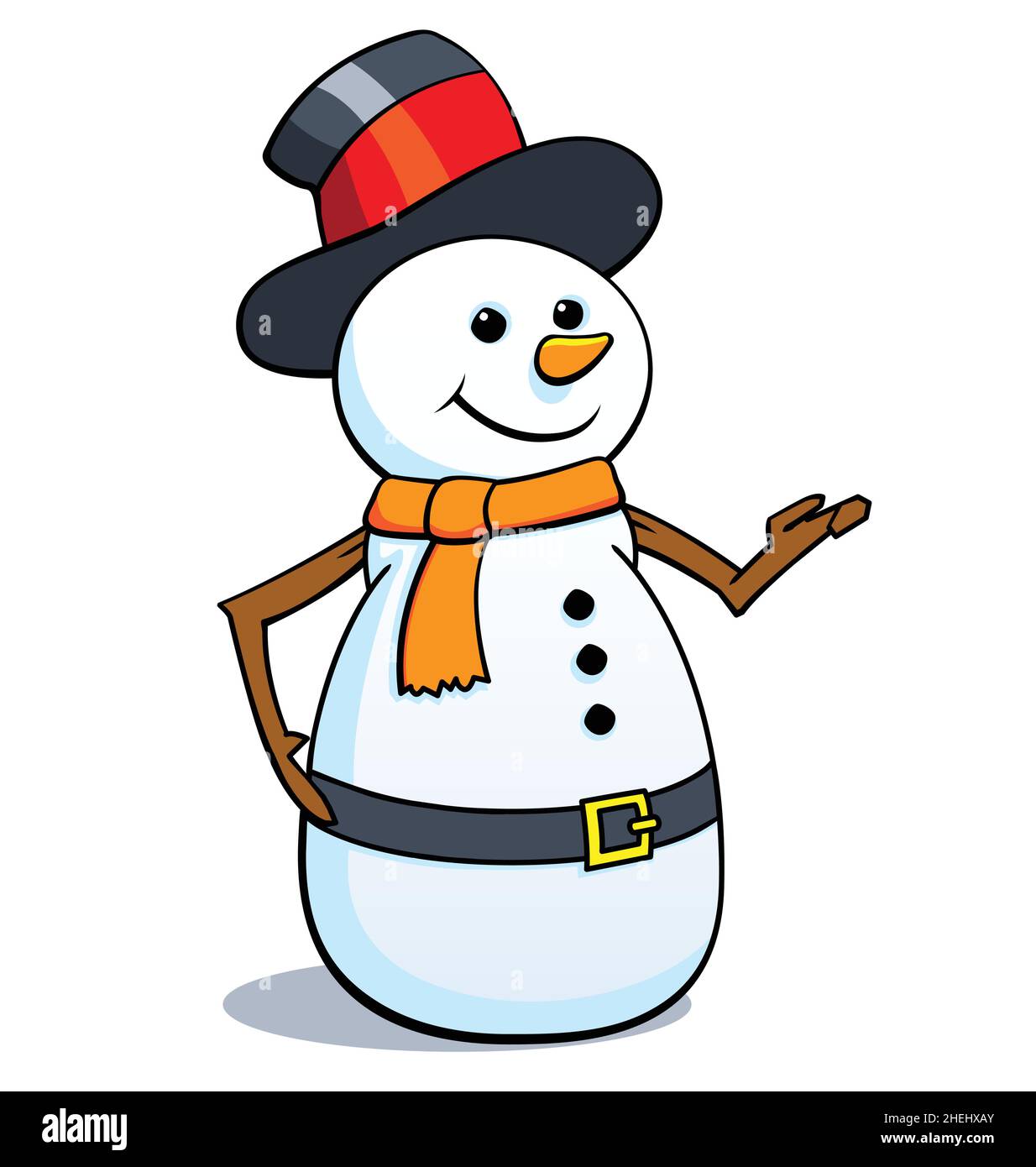 bonhomme de neige amusant et classique avec foulard chapeau et ceinture et  vecteur nez de carotte isolé sur fond blanc Image Vectorielle Stock - Alamy