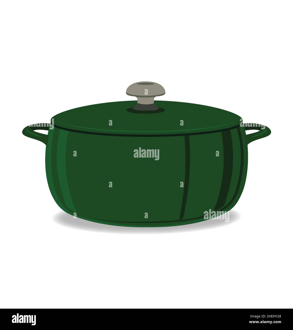 cuiseur à marmite vert avec couvercle vectoriel isolé sur fond blanc Illustration de Vecteur
