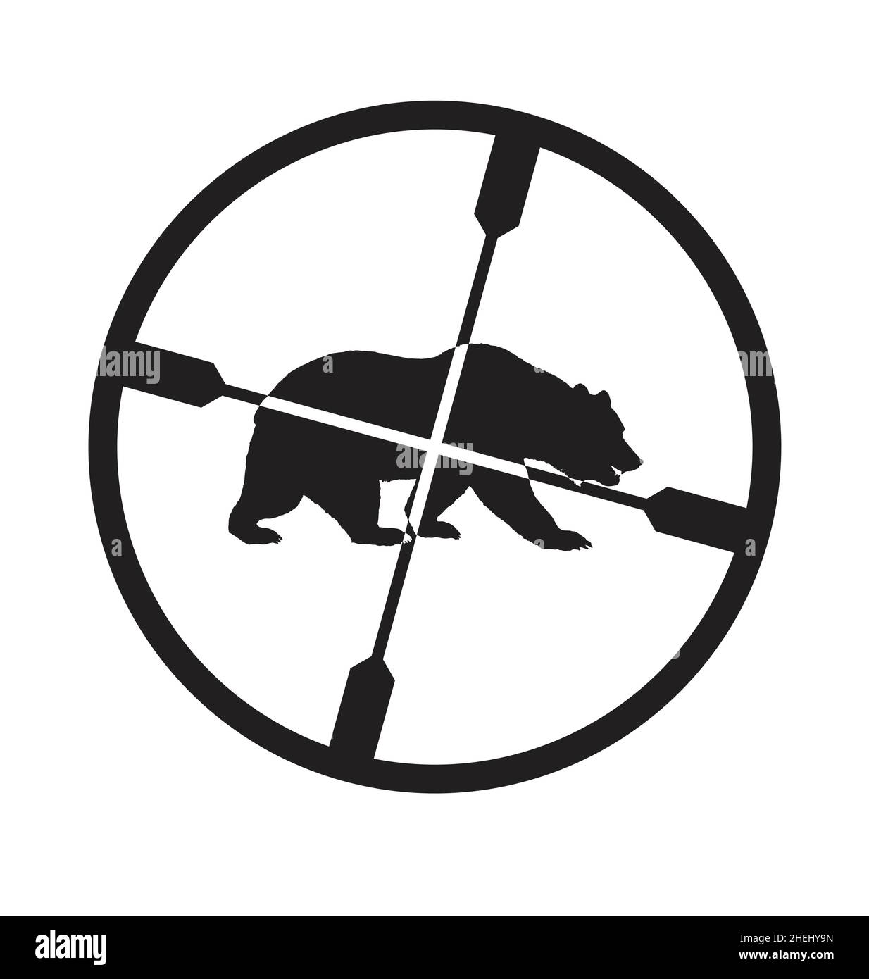 simple fusil de sniper portée croix de cheveux de visée de silhouette d'ours illustration vectorielle isolée sur fond blanc Illustration de Vecteur