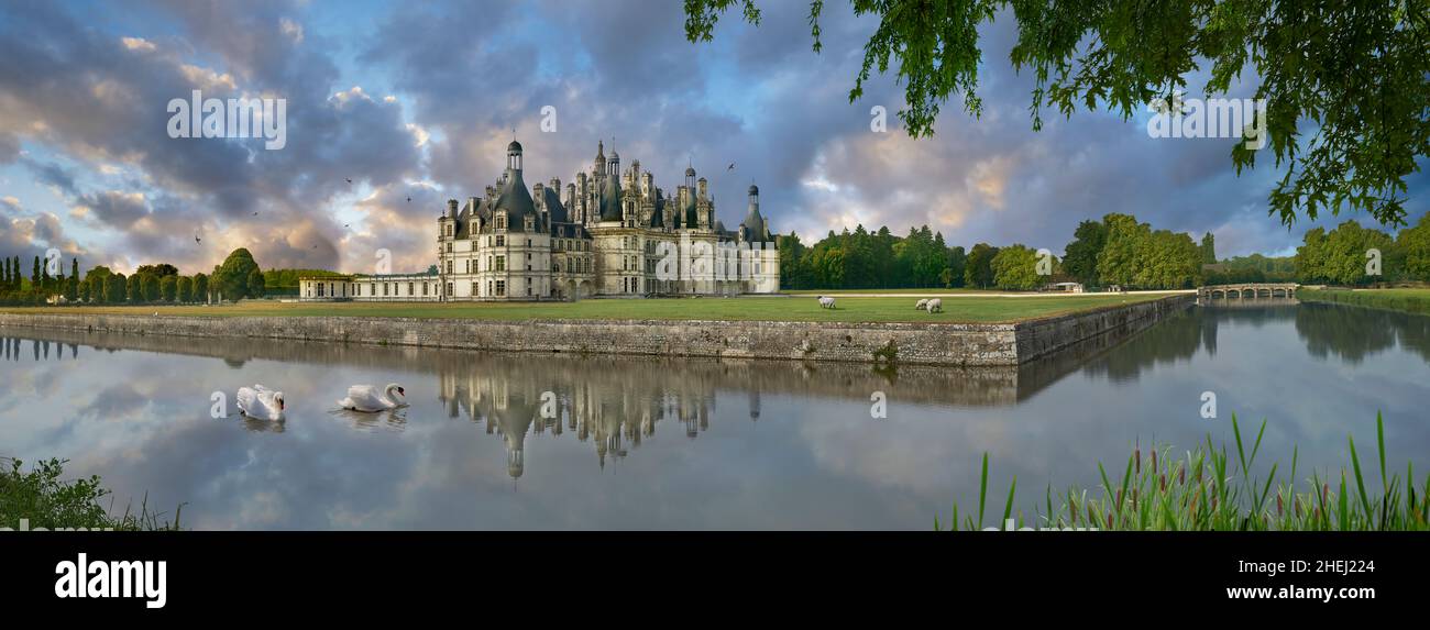 Le Château de Chambord, Centre-Val de Loire, un château de la Renaissance française (1519-1547).Chambord est le plus grand château de la vallée de la Loire; il était Banque D'Images