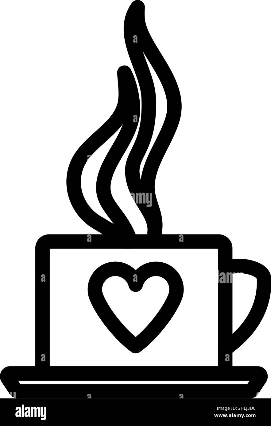 Icône café de la Saint-Valentin.Contour en gras avec largeur de contour modifiable.Illustration vectorielle. Illustration de Vecteur