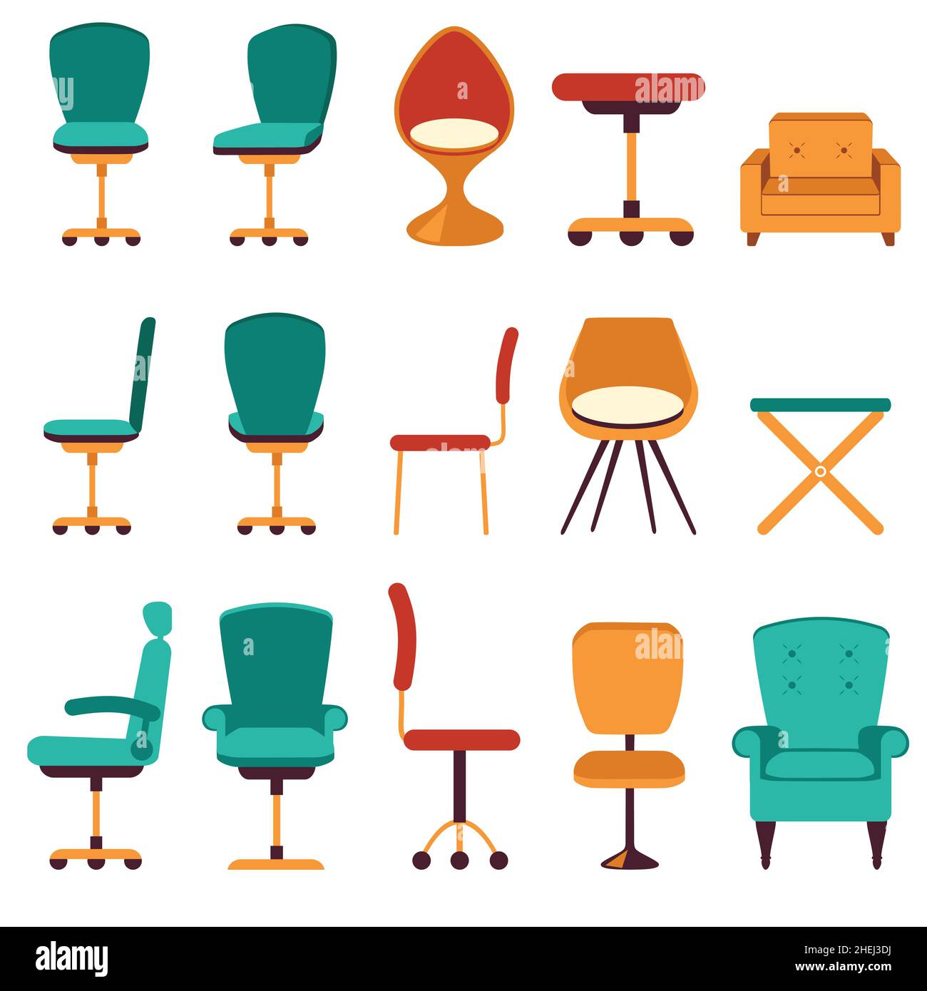 Mobilier vectoriel pour chaise de bureau. Poste de travail de l'élément intérieur commercial de siège Illustration de Vecteur