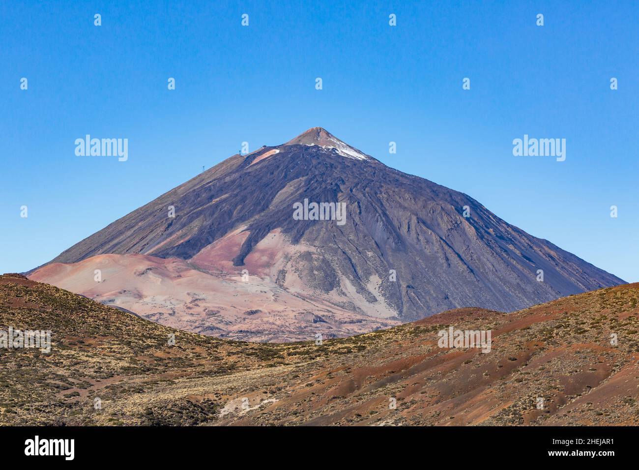 montagne pico del Teide sur Tenerife avec ciel bleu et téléphérique Banque D'Images