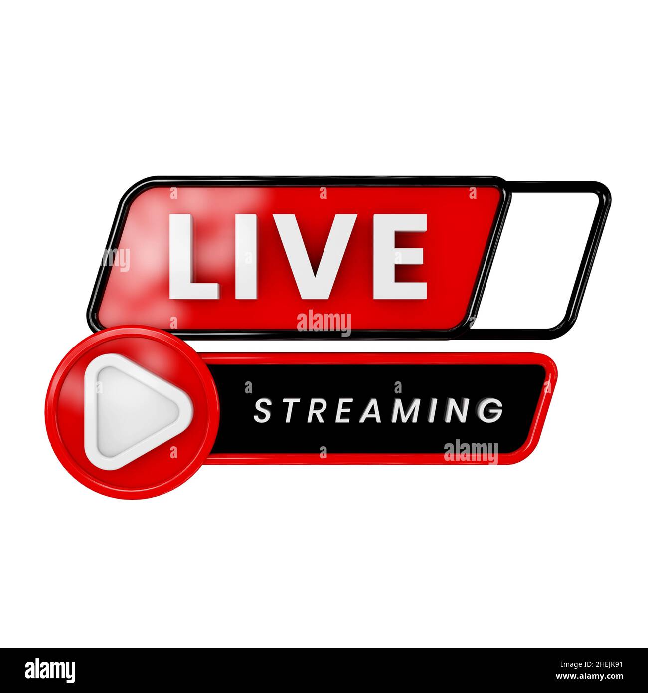 Icône Live Stream 3D rendu vue de face. Banque D'Images