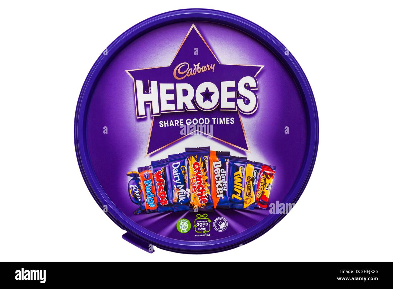 Baignoire de chocolats Heroes bonbons isolé sur fond blanc - chocolats Heroes, bonbons Heroes Banque D'Images