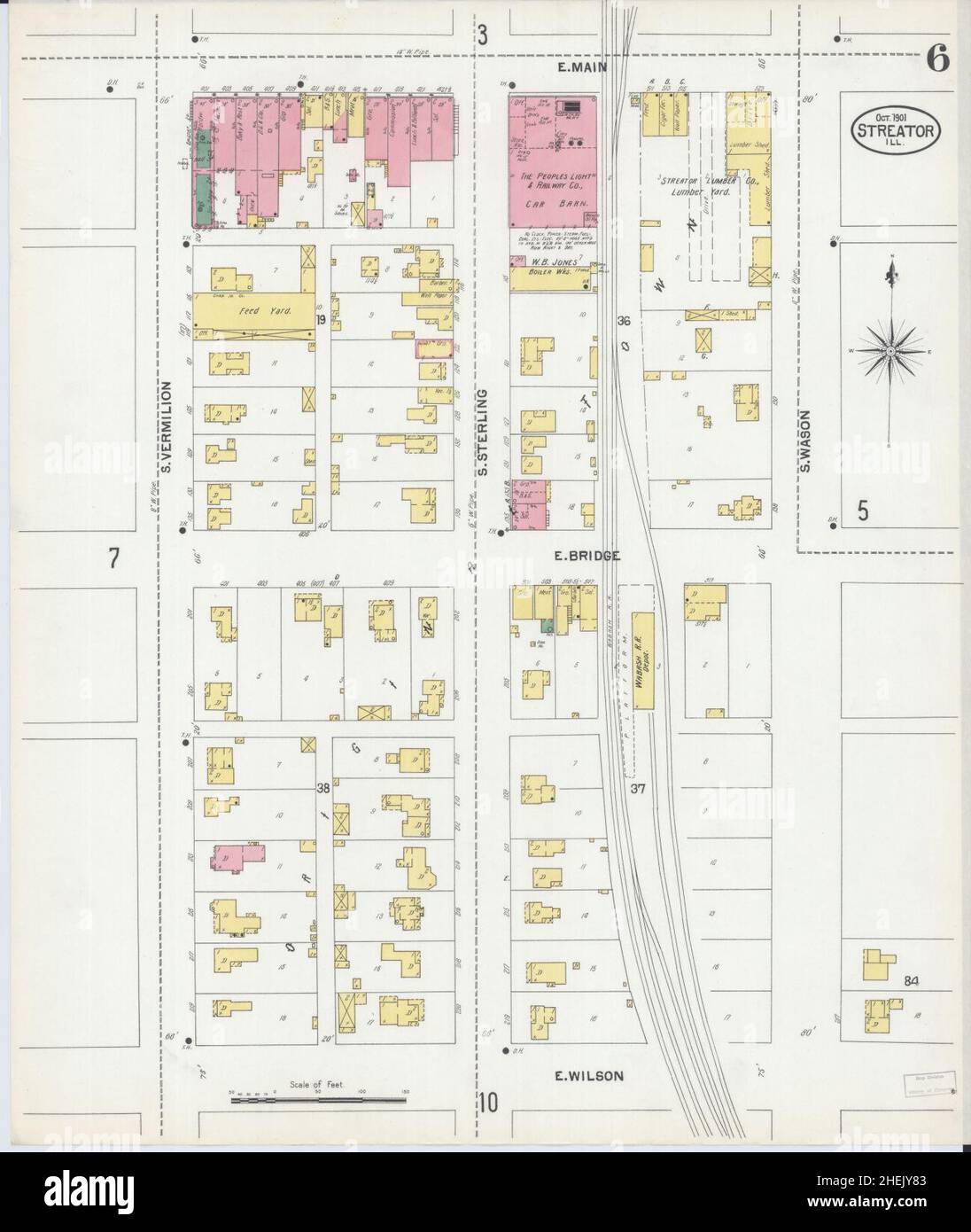 Sanborn carte d'assurance-incendie de Streator, comté de la salle, Illinois. Banque D'Images