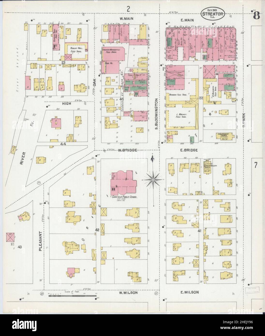 Sanborn carte d'assurance-incendie de Streator, comté de la salle, Illinois. Banque D'Images