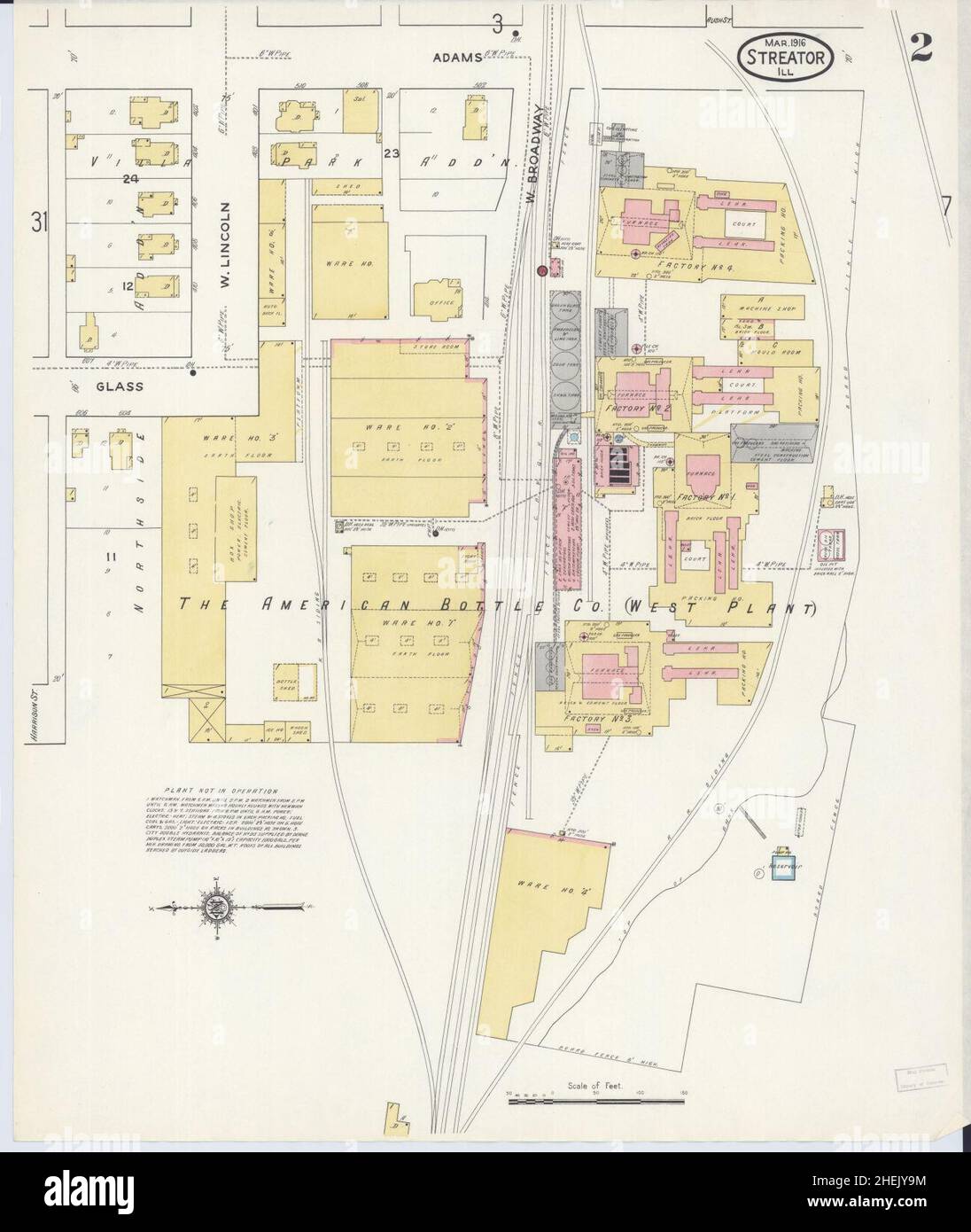 Sanborn carte d'assurance-incendie de Streator, comté de la salle, Illinois. Banque D'Images